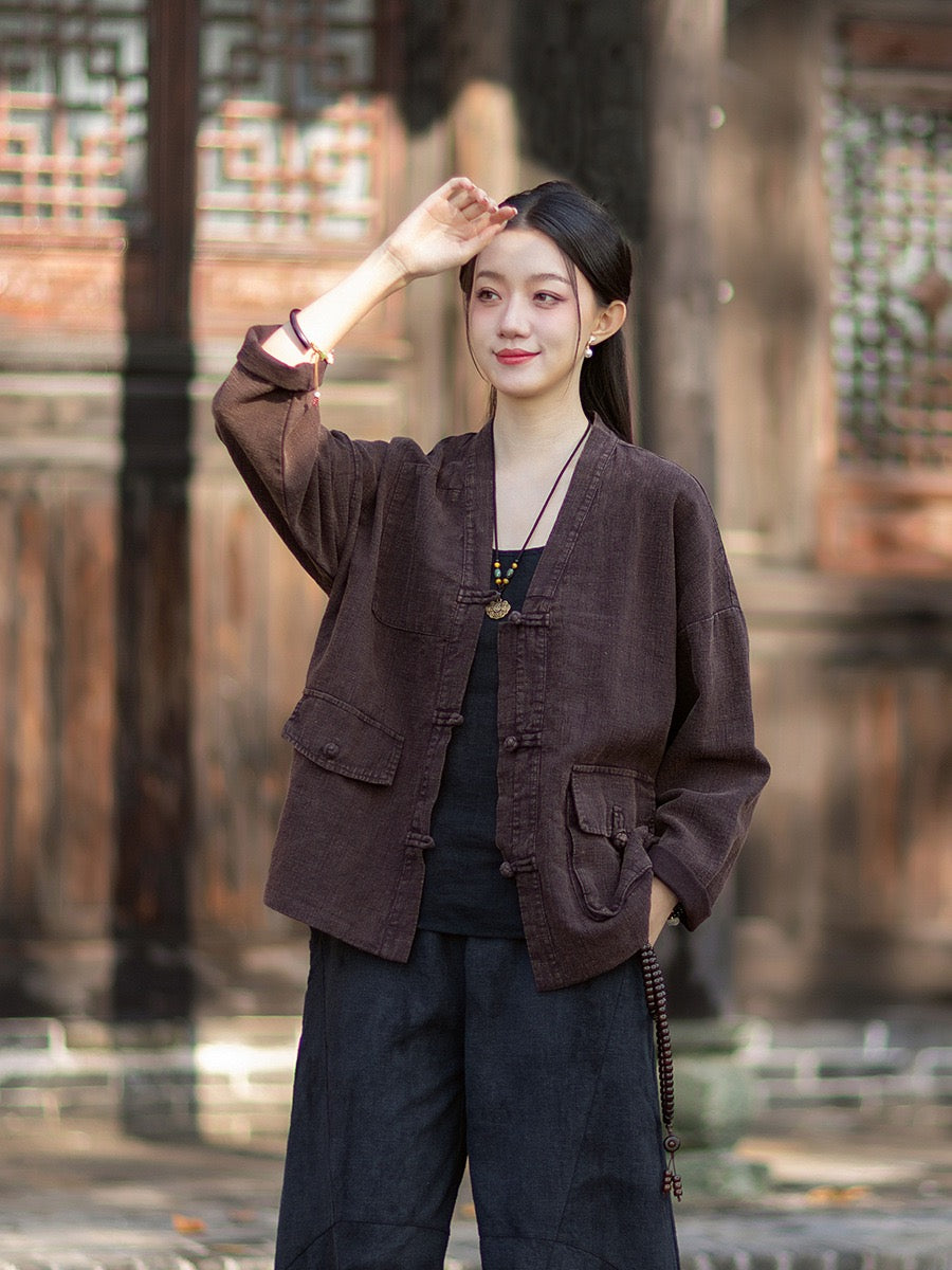 Tao One Tech™ • Way of Yin &amp; Yang Kimono • Cardigan Jacket • Tech Pockets • Ramie Cotton