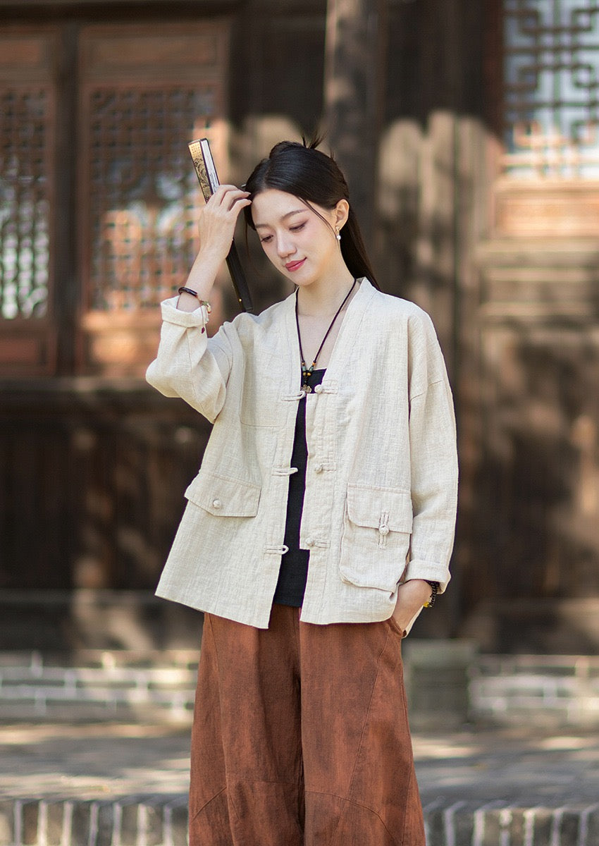 Tao One Tech™ • Way of Yin &amp; Yang Kimono • Cardigan Jacket • Tech Pockets • Ramie Cotton