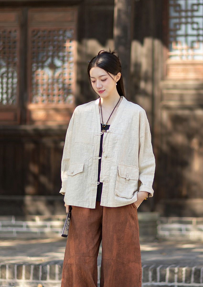 Tao One Tech™ • Way of Yin &amp; Yang Kimono • Cardigan Jacket • Tech Pockets • Ramie Cotton