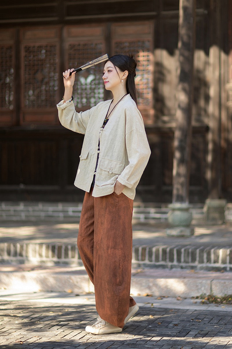Tao One Tech™ • Way of Yin &amp; Yang Kimono • Cardigan Jacket • Tech Pockets • Ramie Cotton