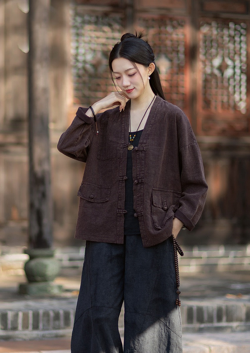 Tao One Tech™ • Way of Yin &amp; Yang Kimono • Cardigan Jacket • Tech Pockets • Ramie Cotton