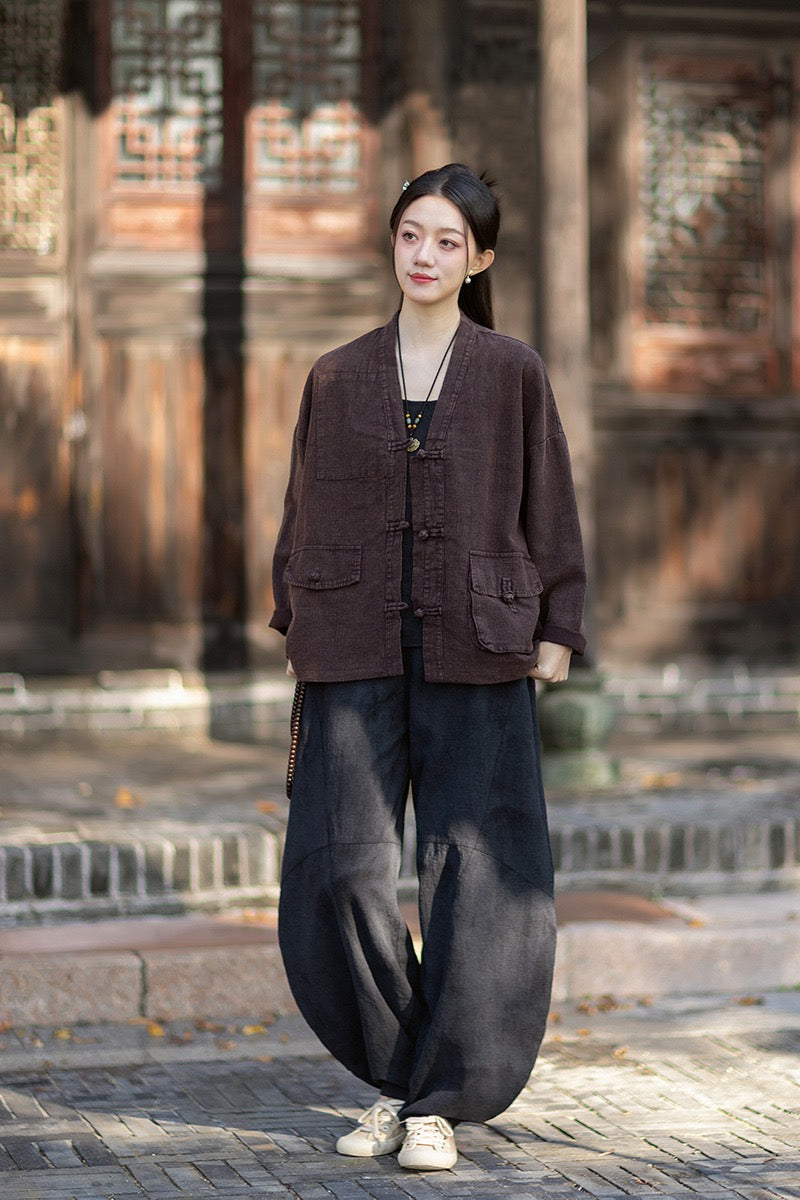 Tao One Tech™ • Way of Yin &amp; Yang Kimono • Cardigan Jacket • Tech Pockets • Ramie Cotton