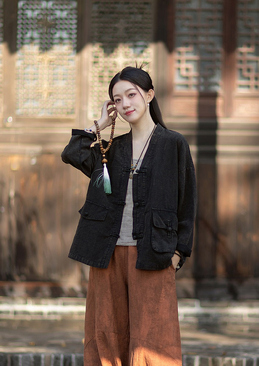 Tao One Tech™ • Way of Yin &amp; Yang Kimono • Cardigan Jacket • Tech Pockets • Ramie Cotton