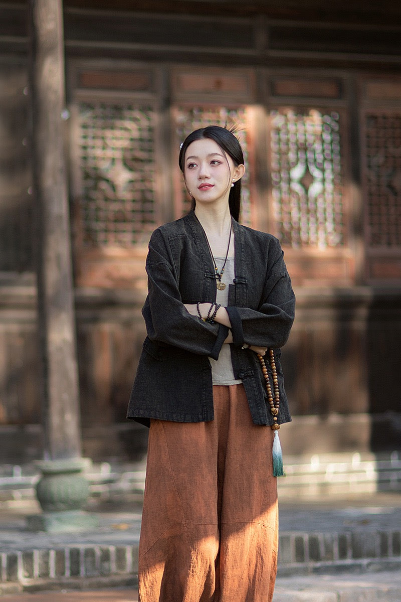 Tao One Tech™ • Way of Yin &amp; Yang Kimono • Cardigan Jacket • Tech Pockets • Ramie Cotton