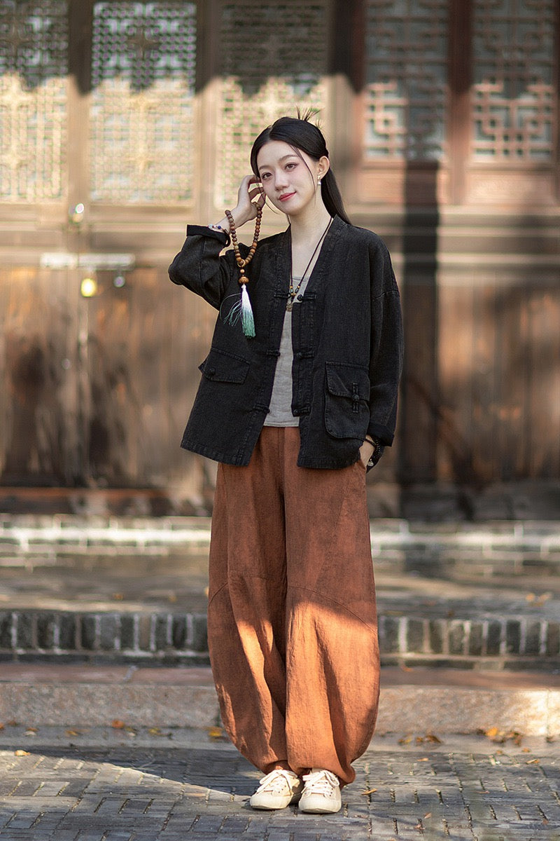 Tao One Tech™ • Way of Yin &amp; Yang Kimono • Cardigan Jacket • Tech Pockets • Ramie Cotton