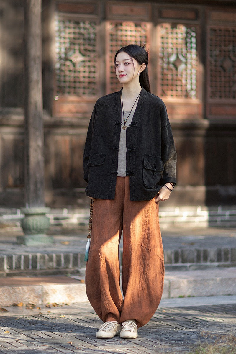 Tao One Tech™ • Way of Yin &amp; Yang Kimono • Cardigan Jacket • Tech Pockets • Ramie Cotton