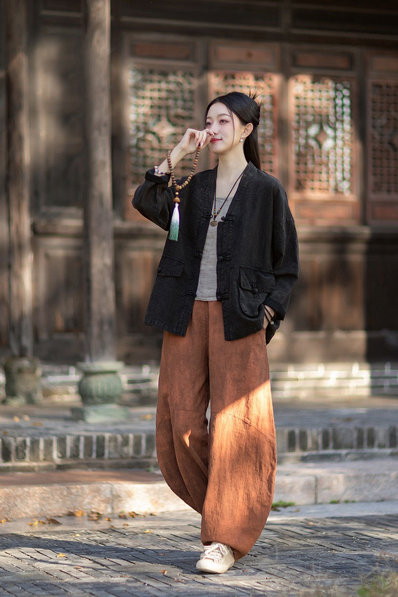 Tao One Tech™ • Way of Yin &amp; Yang Kimono • Cardigan Jacket • Tech Pockets • Ramie Cotton