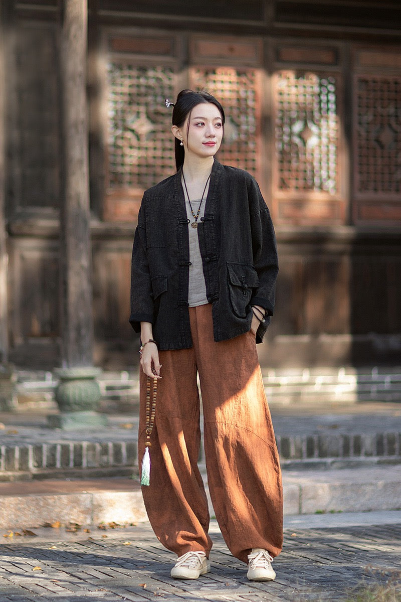 Tao One Tech™ • Way of Yin &amp; Yang Kimono • Cardigan Jacket • Tech Pockets • Ramie Cotton