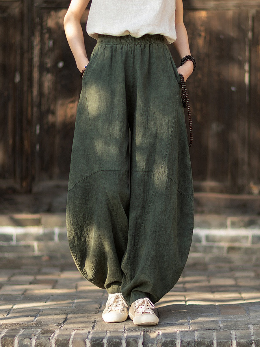Tao One Tech™ • Cloud Shadow Lantern Meditation Pants • Tech Pockets • Ramie Cotton • Gender Neutral