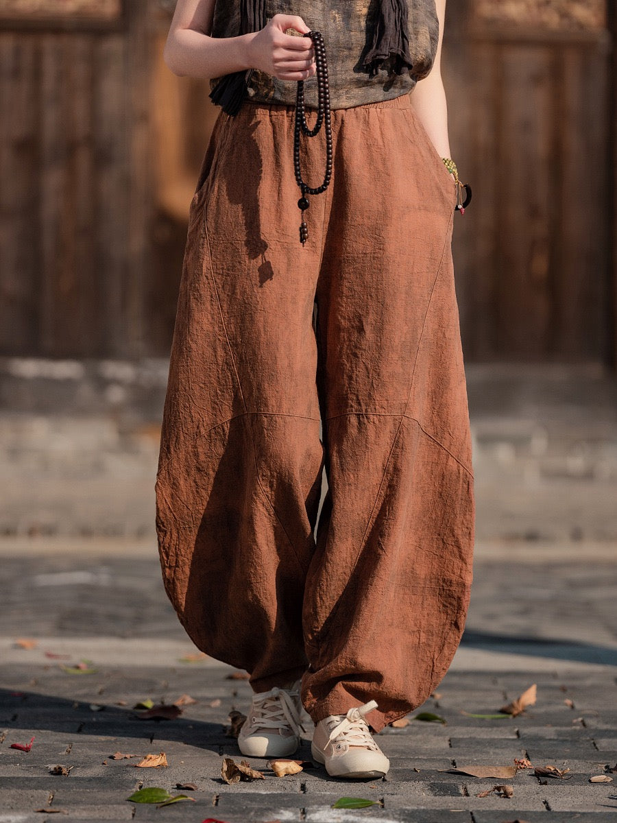 Tao One Tech™ • Cloud Shadow Lantern Meditation Pants • Tech Pockets • Ramie Cotton • Gender Neutral