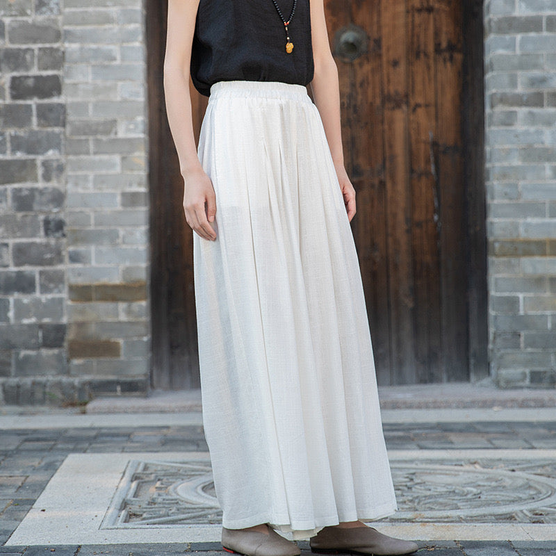 The Dao 道 of Zen Flowy Wide Leg Pants • Looks like a Skirt • Linen Cotton • Wide Leg Air Flow, Cooling, Sweat Wicking • Sunscreen Layer