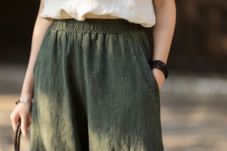 Tao One Tech™ • Cloud Shadow Lantern Meditation Pants • Tech Pockets • Ramie Cotton • Gender Neutral