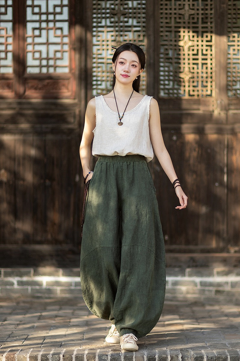 Tao One Tech™ • Cloud Shadow Lantern Meditation Pants • Tech Pockets • Ramie Cotton • Gender Neutral