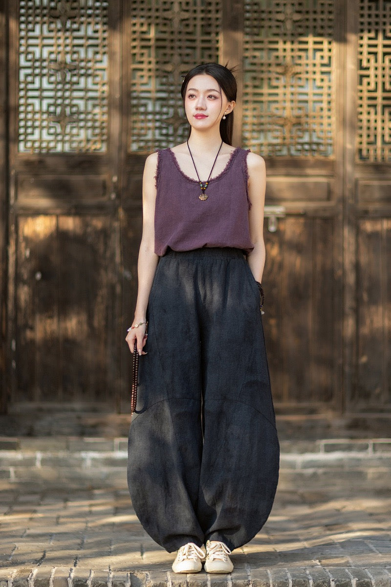 Tao One Tech™ • Cloud Shadow Lantern Meditation Pants • Tech Pockets • Ramie Cotton • Gender Neutral