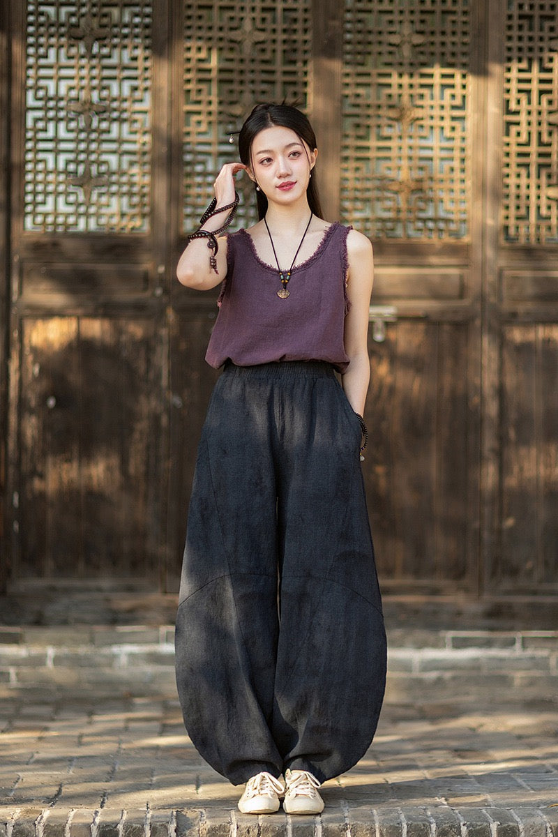 Tao One Tech™ • Cloud Shadow Lantern Meditation Pants • Tech Pockets • Ramie Cotton • Gender Neutral