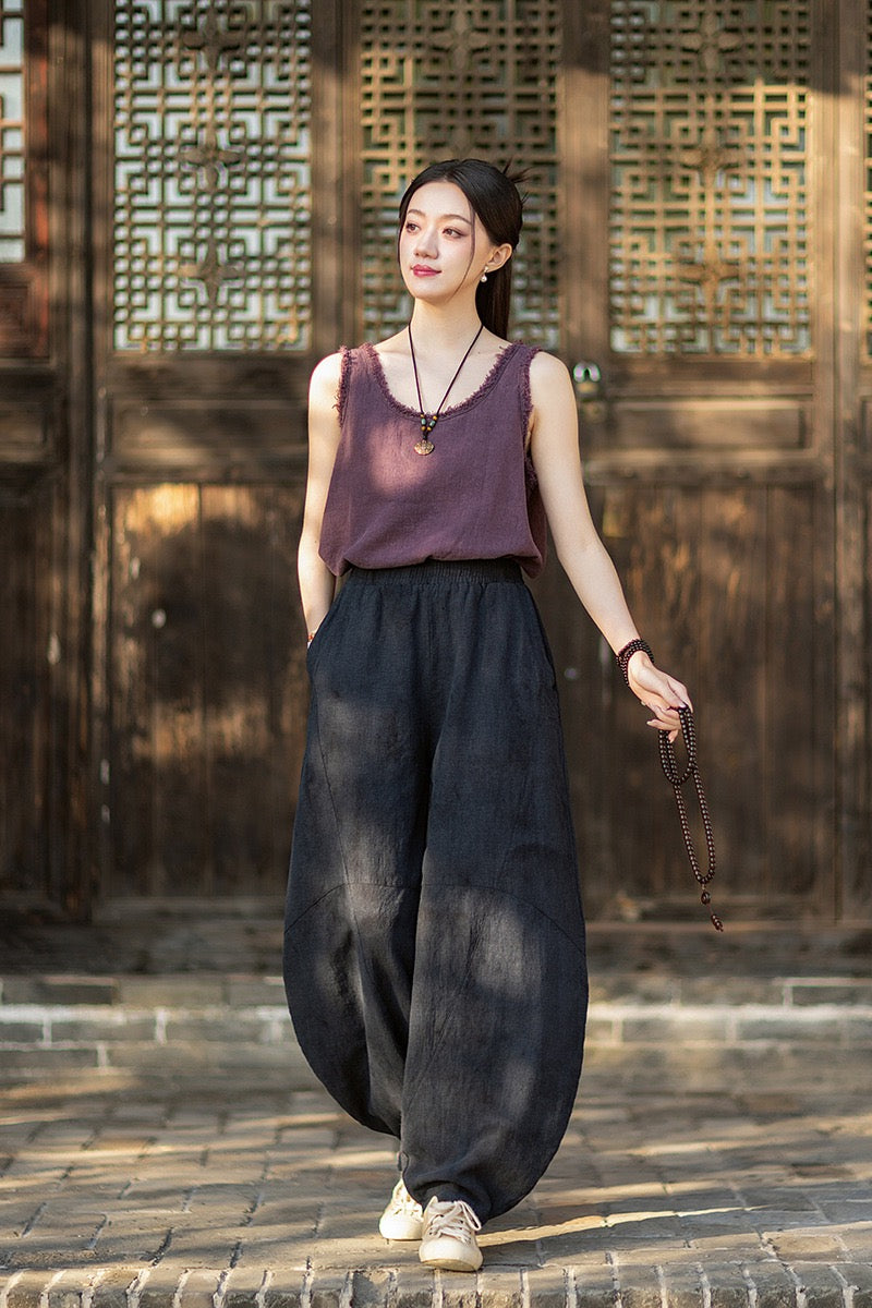 Tao One Tech™ • Cloud Shadow Lantern Meditation Pants • Tech Pockets • Ramie Cotton • Gender Neutral