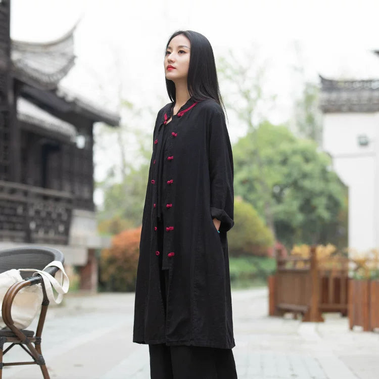 The Dao 道 of Zen Contrast Long Shirt Robe • Only a Few Left • Flowy Qi, Breathable Air Flow, Cooling, Sweat Wicking • Sunscreen Layer