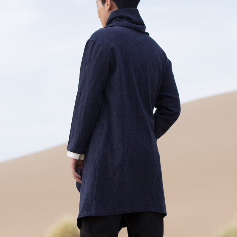 Tao One Tech™ • All-Season Asymmetrical Cloak • Cardigan Jacket • Tech Pockets • Gender Neutral • Cotton Linen