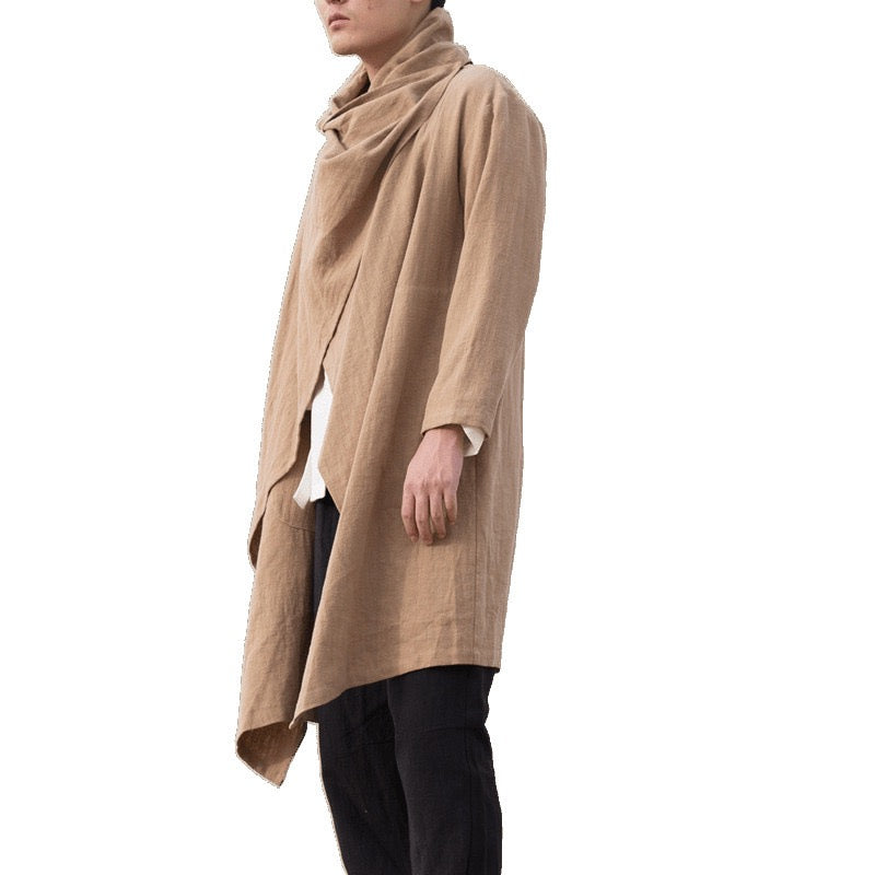 Tao One Tech™ • All-Season Asymmetrical Cloak • Cardigan Jacket • Tech Pockets • Gender Neutral • Cotton Linen