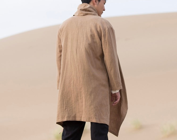 Tao One Tech™ • All-Season Asymmetrical Cloak • Cardigan Jacket • Tech Pockets • Gender Neutral • Cotton Linen