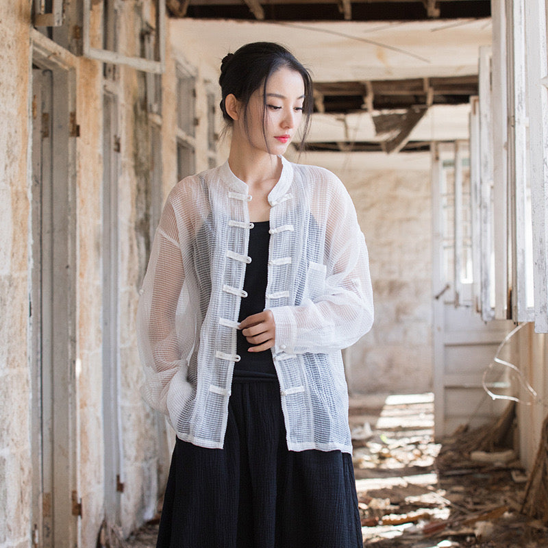 The Dao 道 of Zen Beautification Top and Jacket • Cooling Lyocell Brocade • Translucent • Inner Air Conditioning • Sunscreen Layer • Flowy Qi, Breathable, Durable
