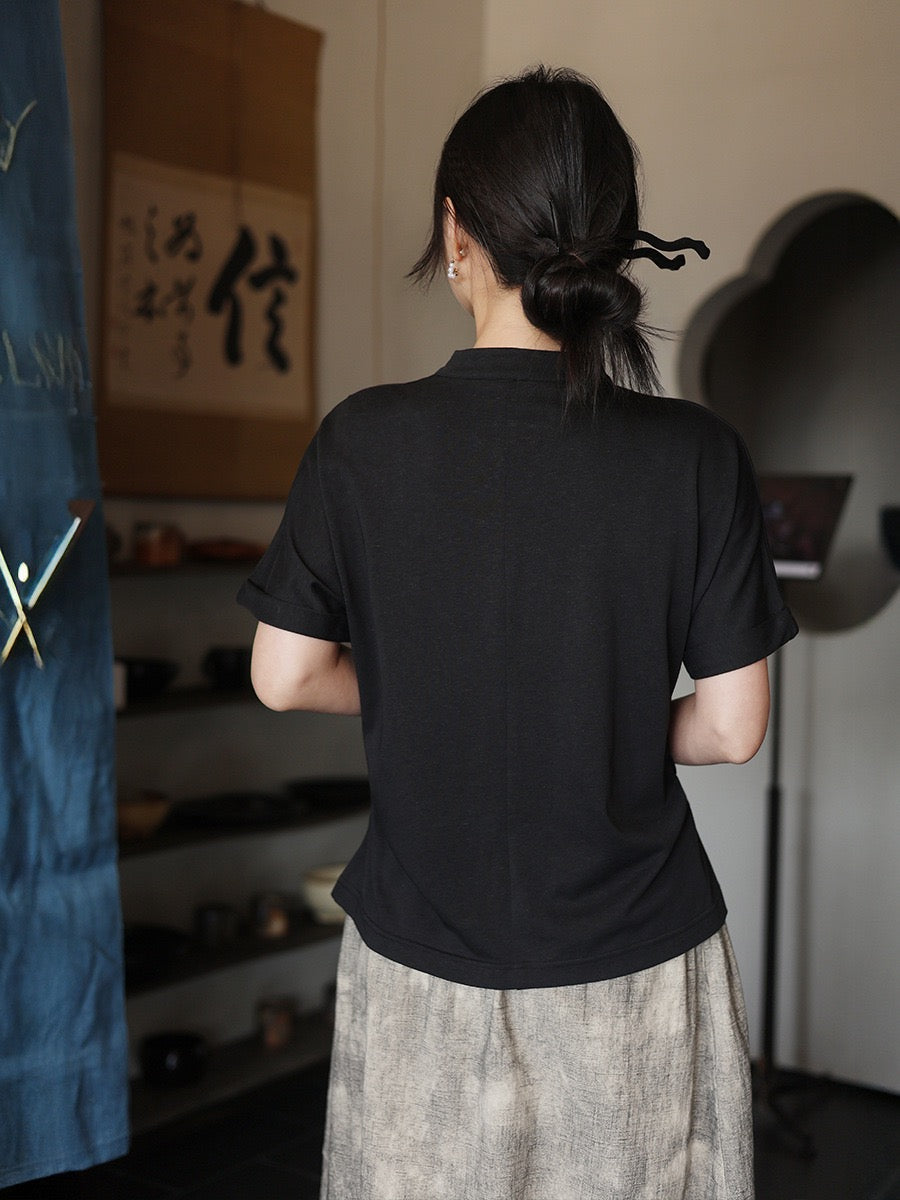 Tao One Tech™ • Lotus Flow Qigong Tea Shirt • Tencel Cotton Linen