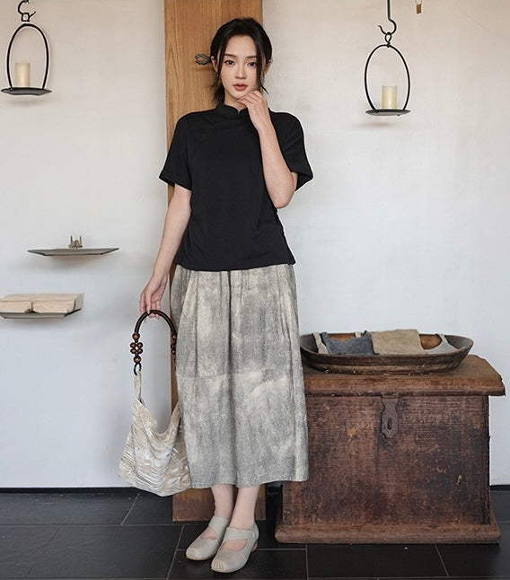 Tao One Tech™ • Lotus Flow Qigong Tea Shirt • Tencel Cotton Linen