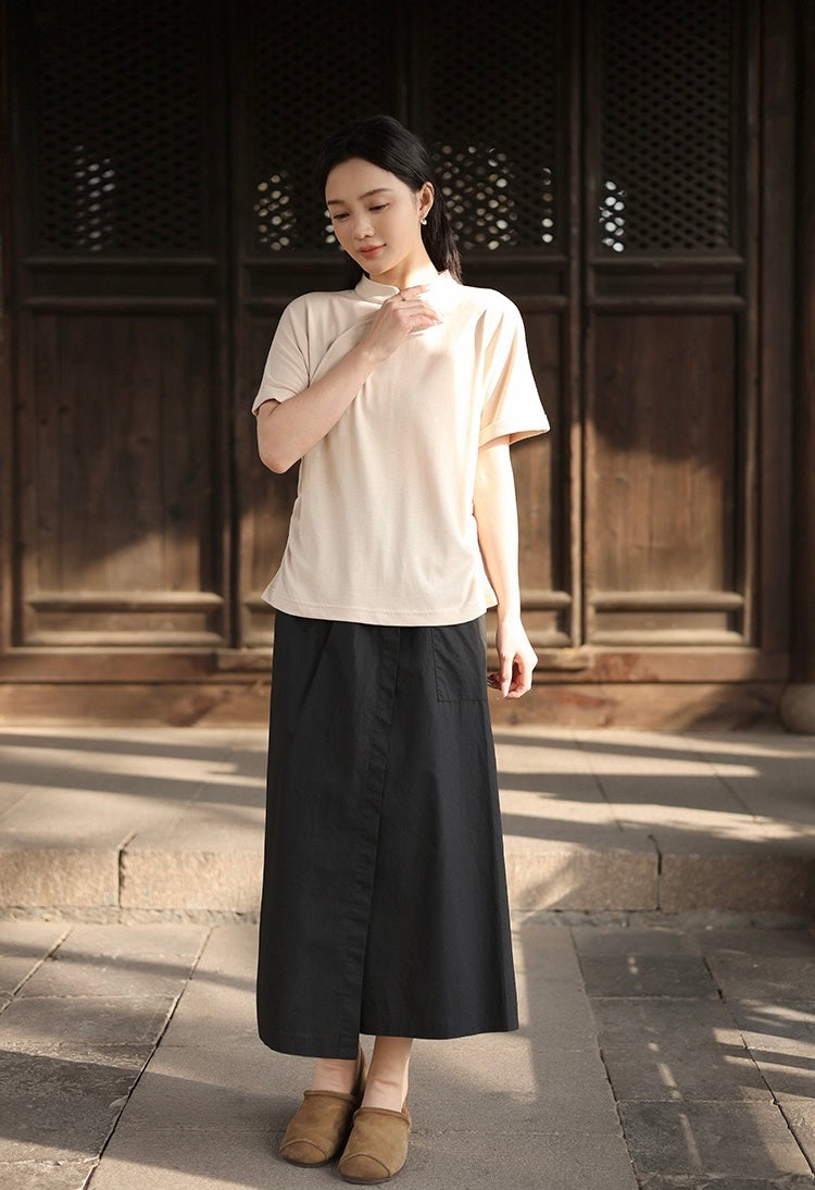 Tao One Tech™ • Lotus Flow Qigong Tea Shirt • Tencel Cotton Linen