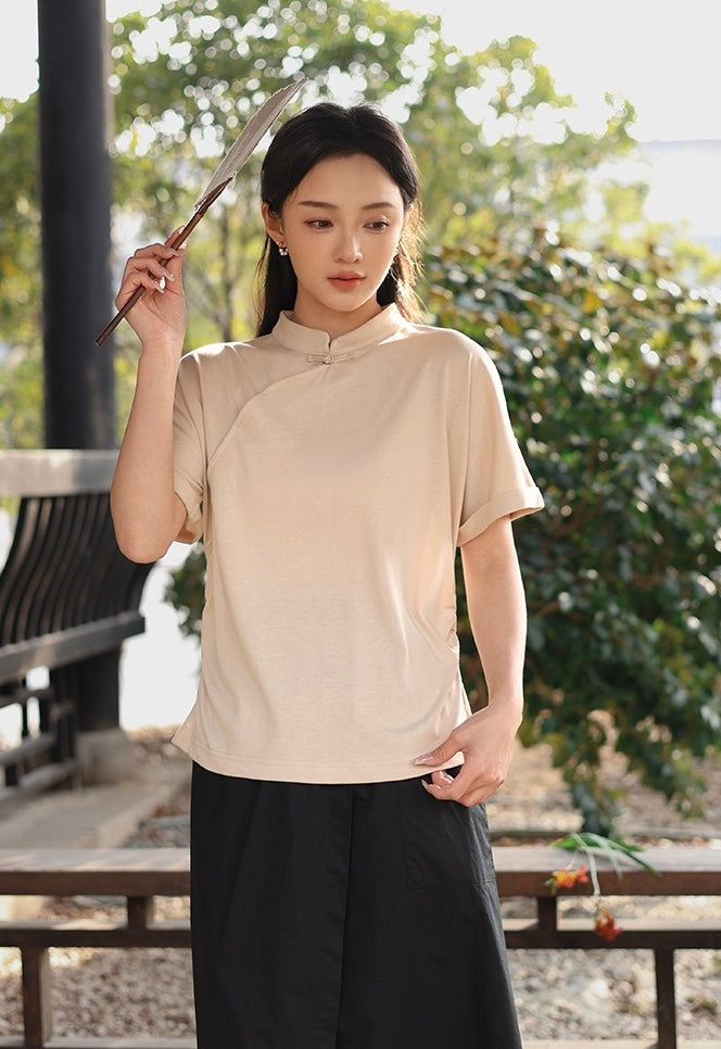 Tao One Tech™ • Lotus Flow Qigong Tea Shirt • Tencel Cotton Linen