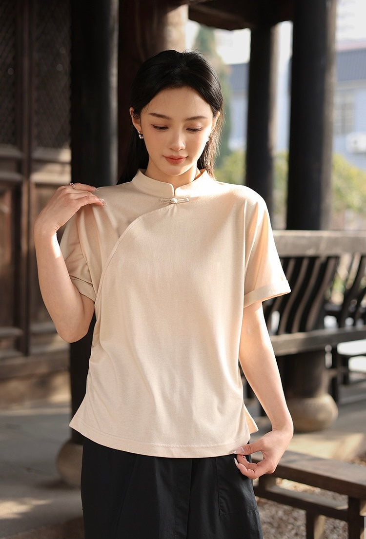 Tao One Tech™ • Lotus Flow Qigong Tea Shirt • Tencel Cotton Linen