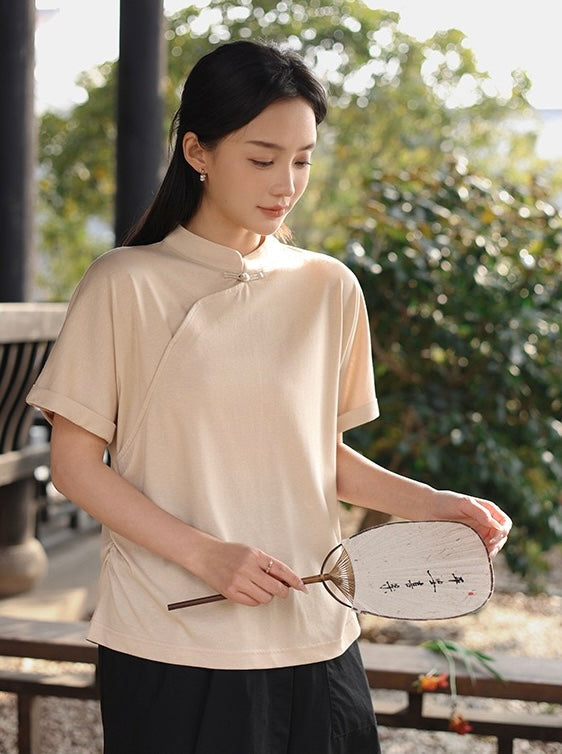 Tao One Tech™ • Lotus Flow Qigong Tea Shirt • Tencel Cotton Linen