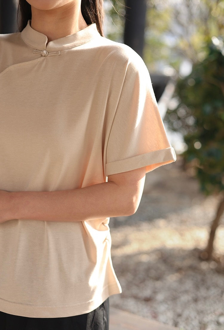 Tao One Tech™ • Lotus Flow Qigong Tea Shirt • Tencel Cotton Linen