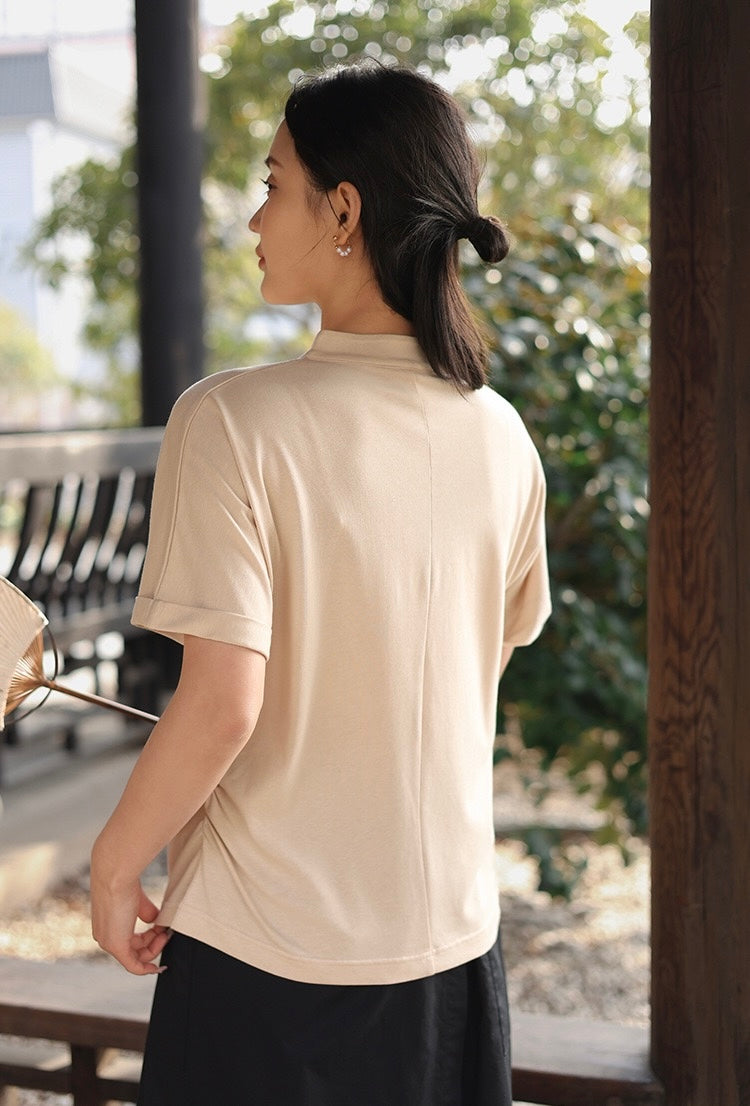 Tao One Tech™ • Lotus Flow Qigong Tea Shirt • Tencel Cotton Linen