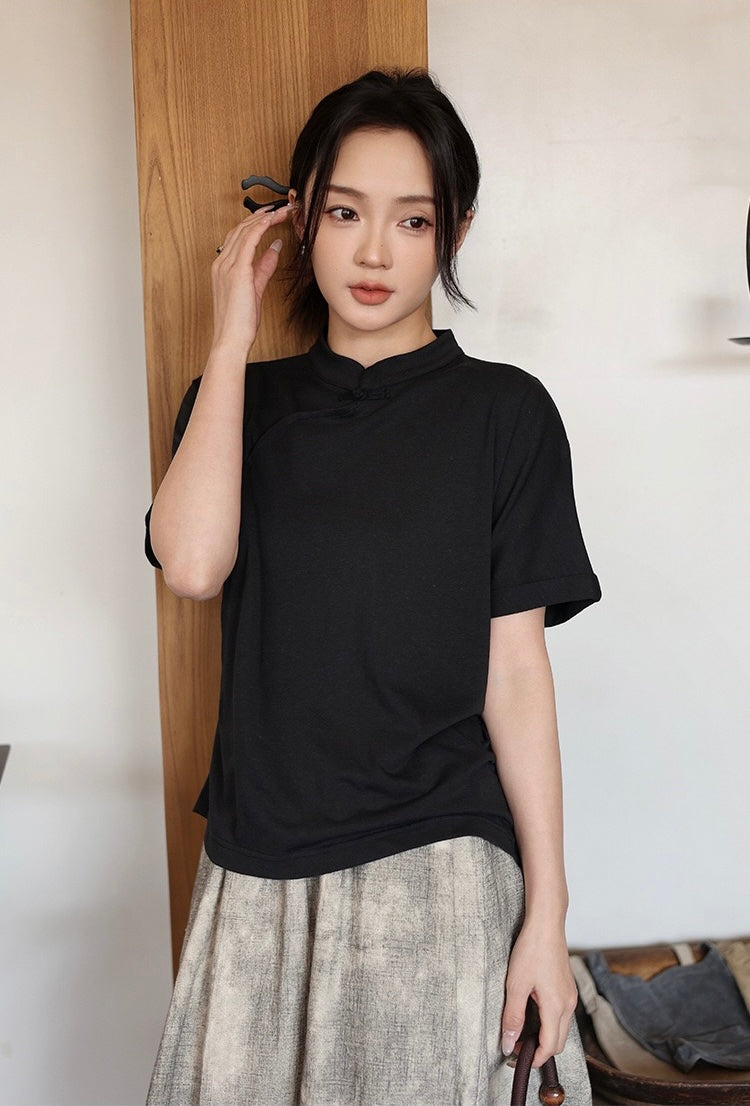 Tao One Tech™ • Lotus Flow Qigong Tea Shirt • Tencel Cotton Linen