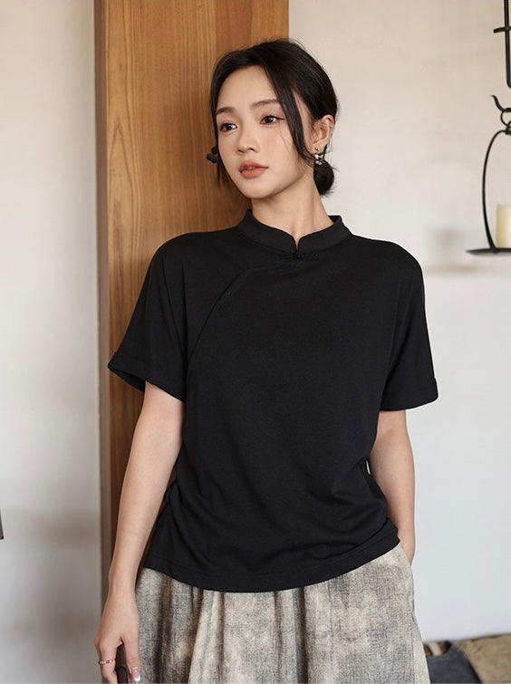 Tao One Tech™ • Lotus Flow Qigong Tea Shirt • Tencel Cotton Linen