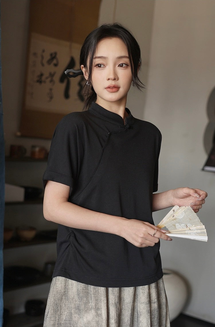 Tao One Tech™ • Lotus Flow Qigong Tea Shirt • Tencel Cotton Linen