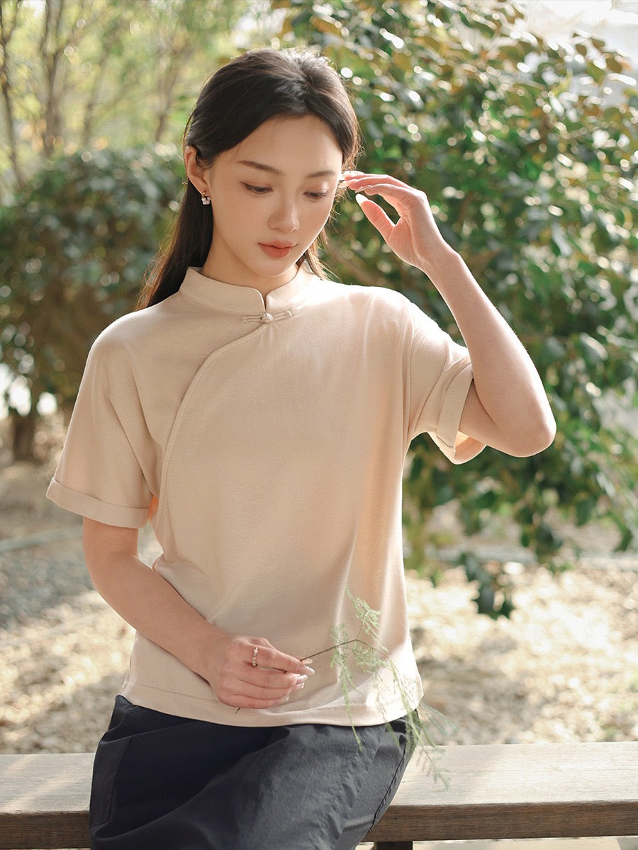 Tao One Tech™ • Lotus Flow Qigong Tea Shirt • Tencel Cotton Linen