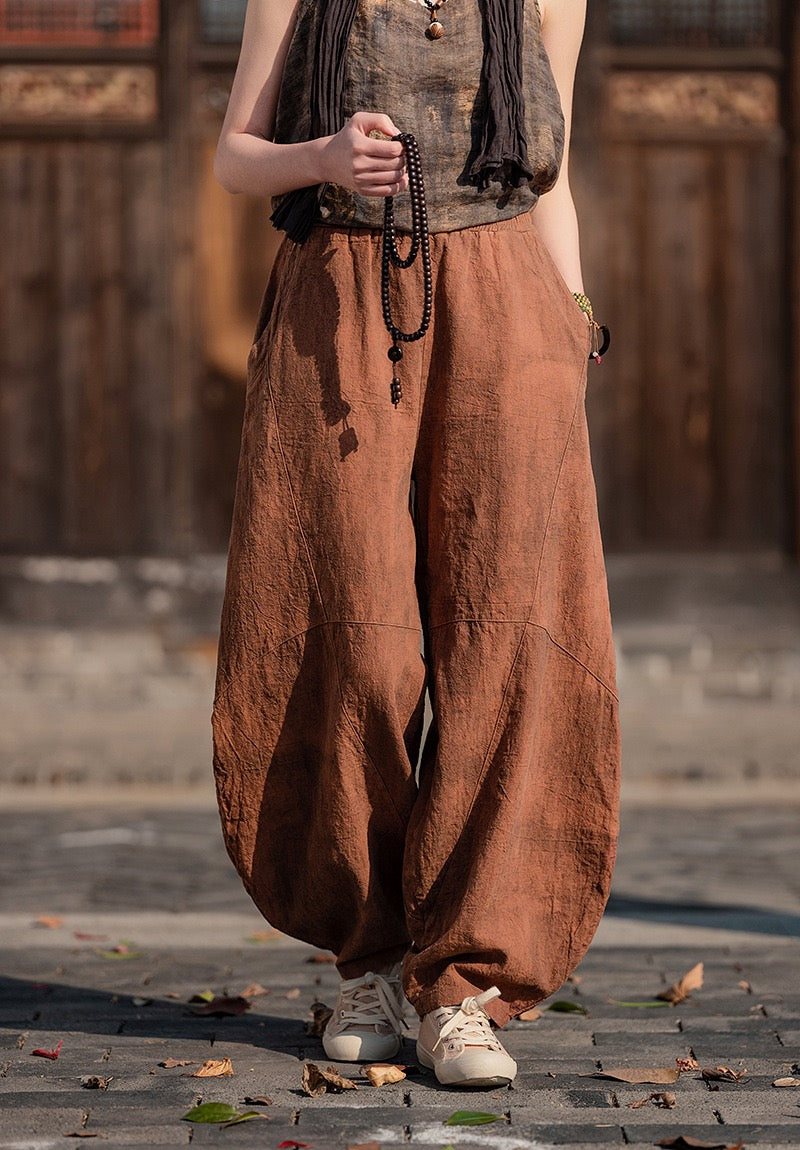 Tao One Tech™ • Cloud Shadow Lantern Meditation Pants • Tech Pockets • Ramie Cotton • Gender Neutral