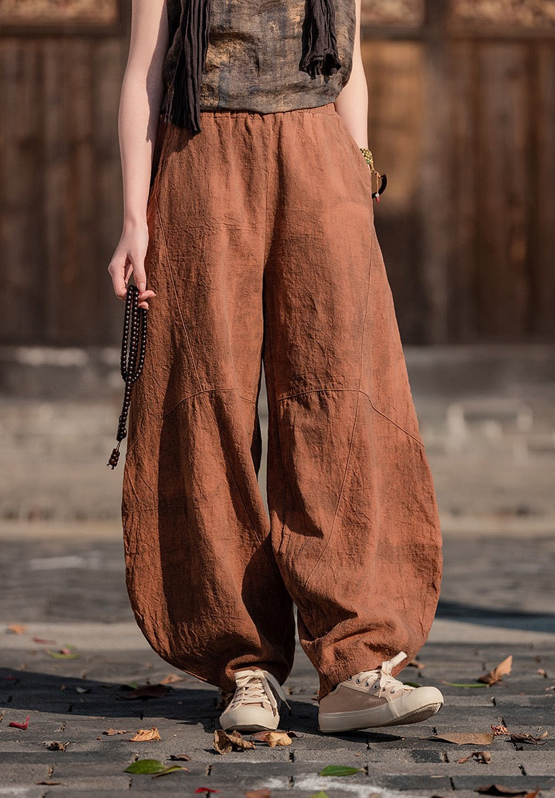 Tao One Tech™ • Cloud Shadow Lantern Meditation Pants • Tech Pockets • Ramie Cotton • Gender Neutral