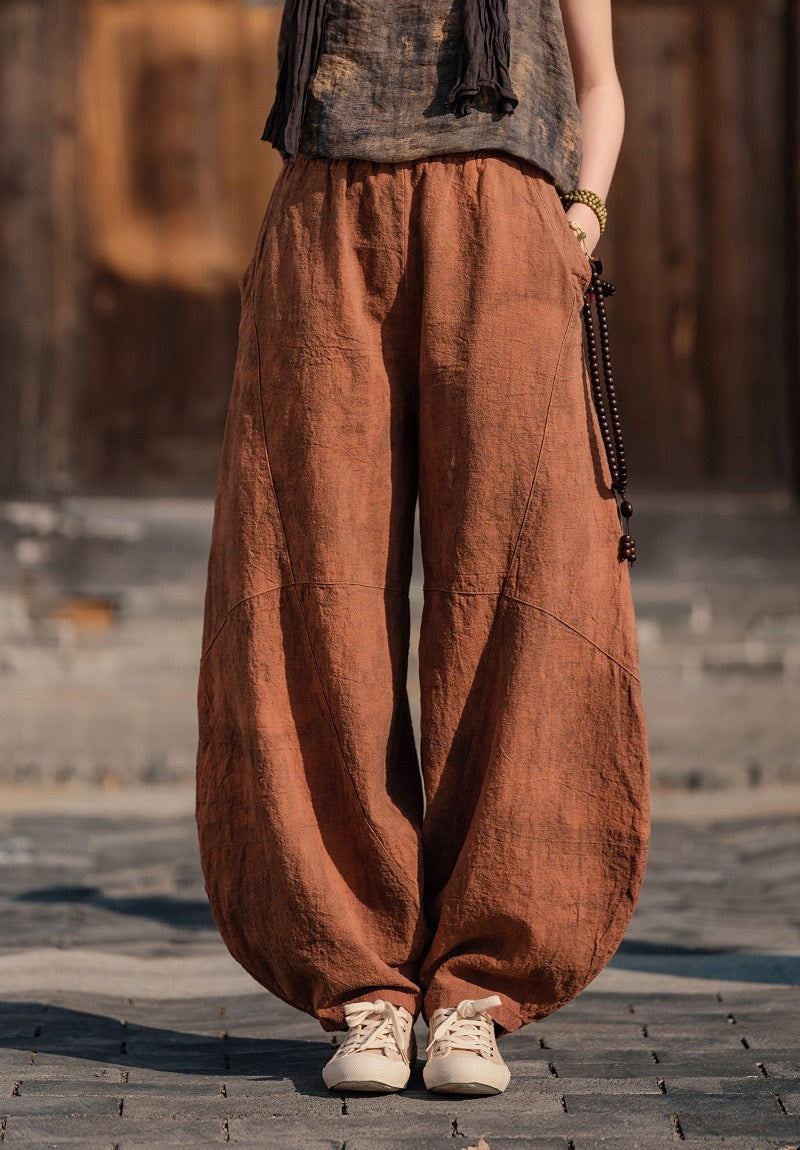 Tao One Tech™ • Cloud Shadow Lantern Meditation Pants • Tech Pockets • Ramie Cotton • Gender Neutral