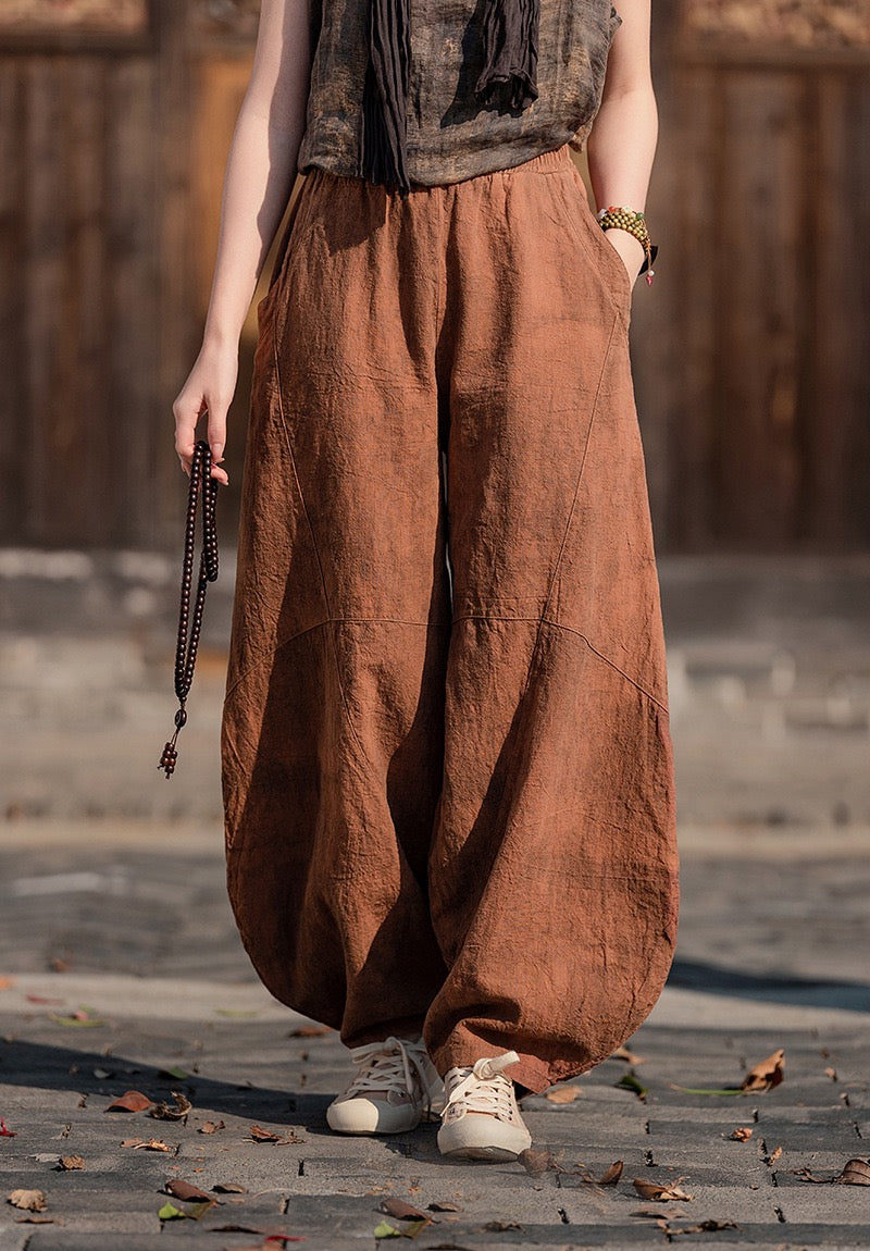Tao One Tech™ • Cloud Shadow Lantern Meditation Pants • Tech Pockets • Ramie Cotton • Gender Neutral