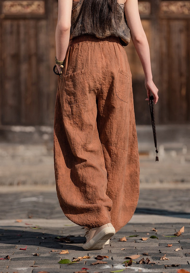 Tao One Tech™ • Cloud Shadow Lantern Meditation Pants • Tech Pockets • Ramie Cotton • Gender Neutral