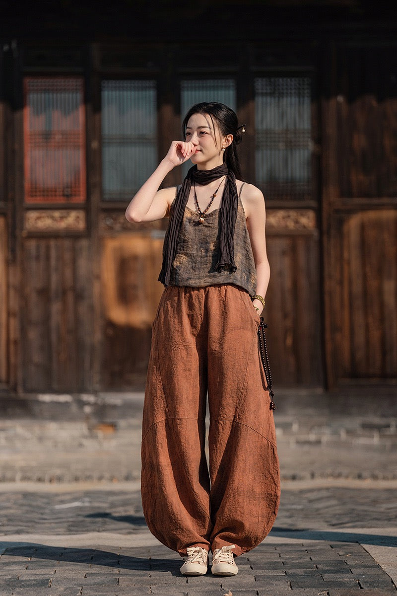 Tao One Tech™ • Cloud Shadow Lantern Meditation Pants • Tech Pockets • Ramie Cotton • Gender Neutral