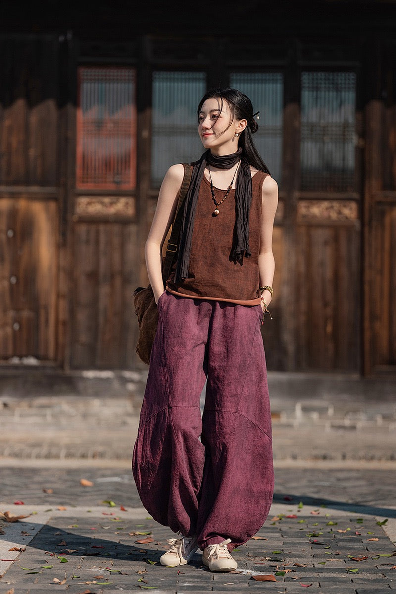 Tao One Tech™ • Cloud Shadow Lantern Meditation Pants • Tech Pockets • Ramie Cotton • Gender Neutral