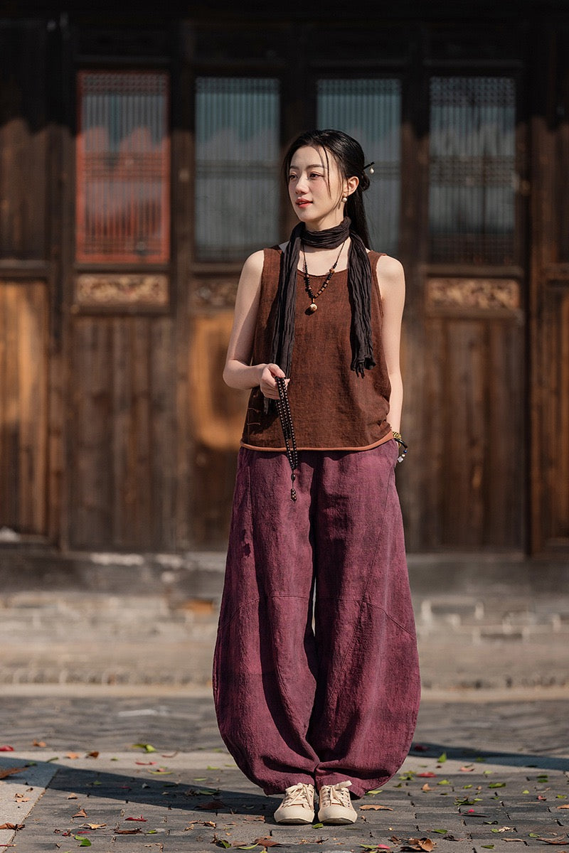 Tao One Tech™ • Cloud Shadow Lantern Meditation Pants • Tech Pockets • Ramie Cotton • Gender Neutral