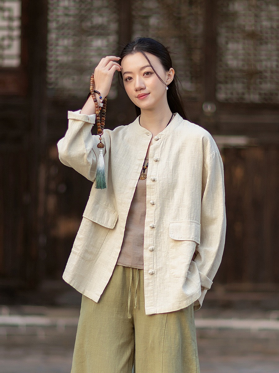 Tao One Tech™ • Heaven &amp; Earth Flow Jacket • Tech Pockets • Ramie Cotton • Natural Fibre