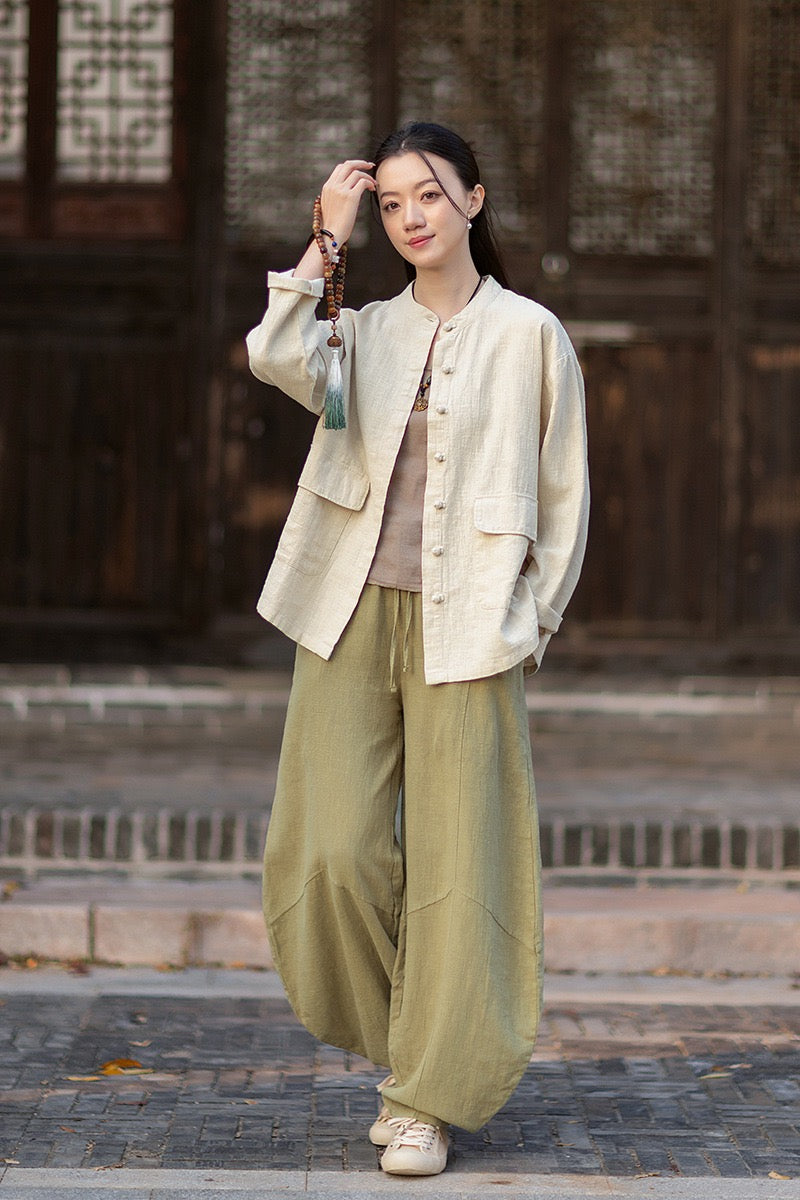 Tao One Tech™ • Heaven &amp; Earth Flow Jacket • Tech Pockets • Ramie Cotton • Natural Fibre