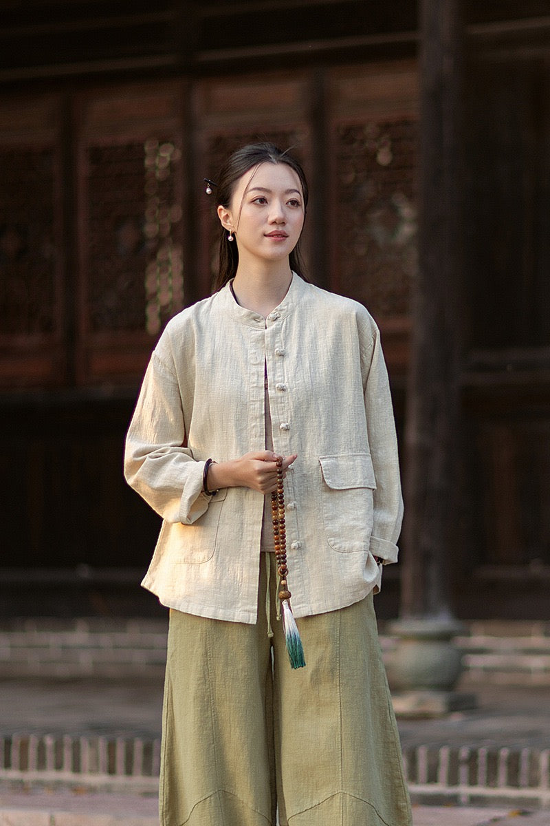 Tao One Tech™ • Heaven &amp; Earth Flow Jacket • Tech Pockets • Ramie Cotton • Natural Fibre