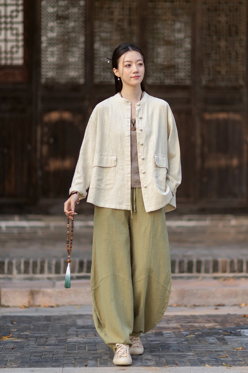 Tao One Tech™ • Heaven &amp; Earth Flow Jacket • Tech Pockets • Ramie Cotton • Natural Fibre
