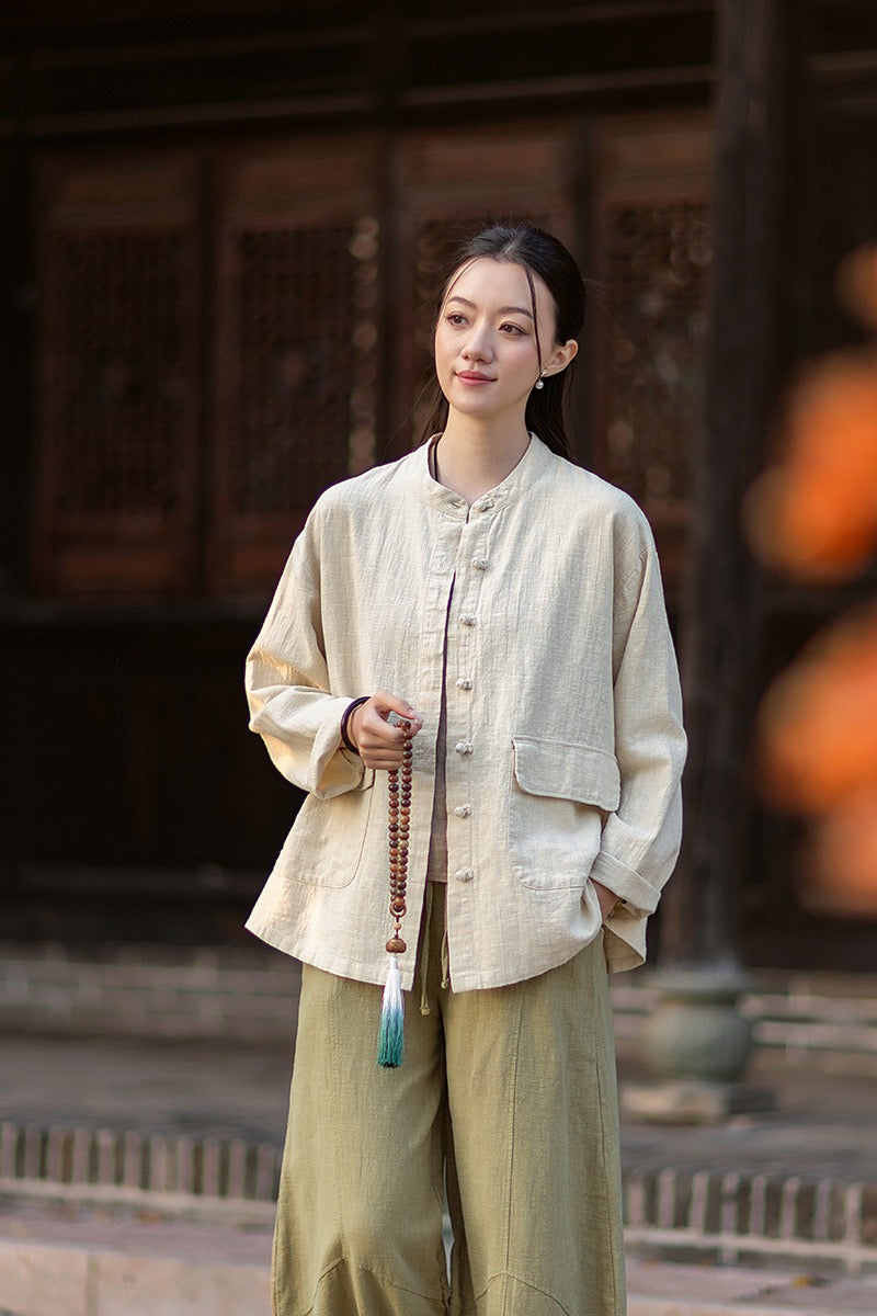 Tao One Tech™ • Heaven &amp; Earth Flow Jacket • Tech Pockets • Ramie Cotton • Natural Fibre